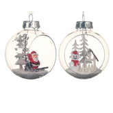 Decoris Shatterproof Bauble with Window 8cm - Transparent with Santa or Snowman